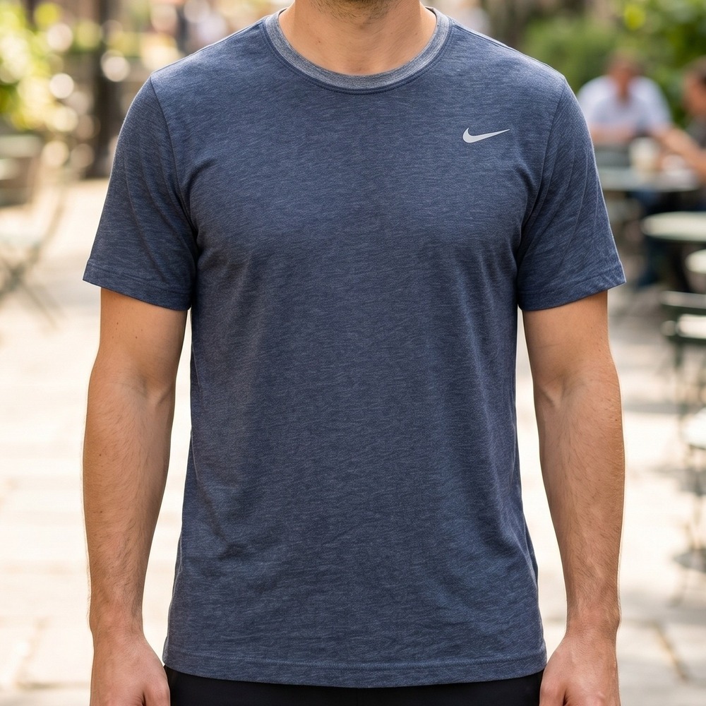 Nike Dri-FIT Mens Heather Blue Short Sleeve Crew Neck Training T-Shirt 4629